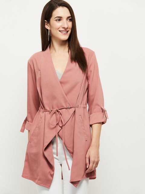 

max Women Pink Longline Tie-Up Shrug