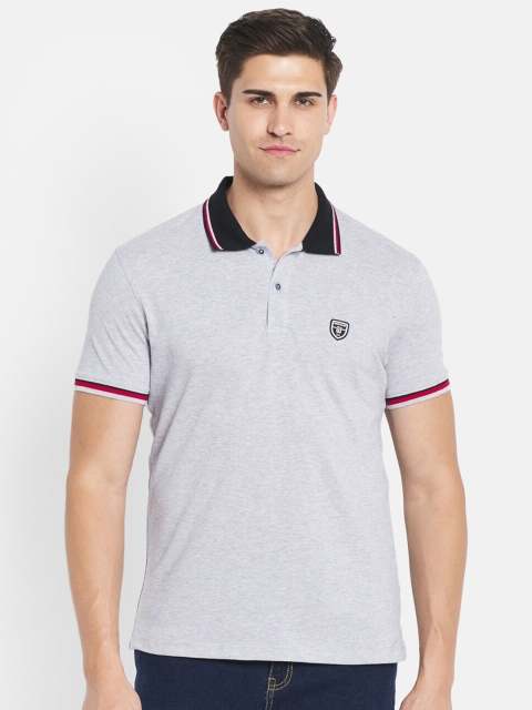 

Octave Men Grey Solid Pure Cotton Polo Collar T-shirt