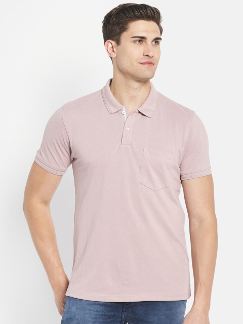 

Octave Men Rose Pink Polo Collar Cotton T-shirt