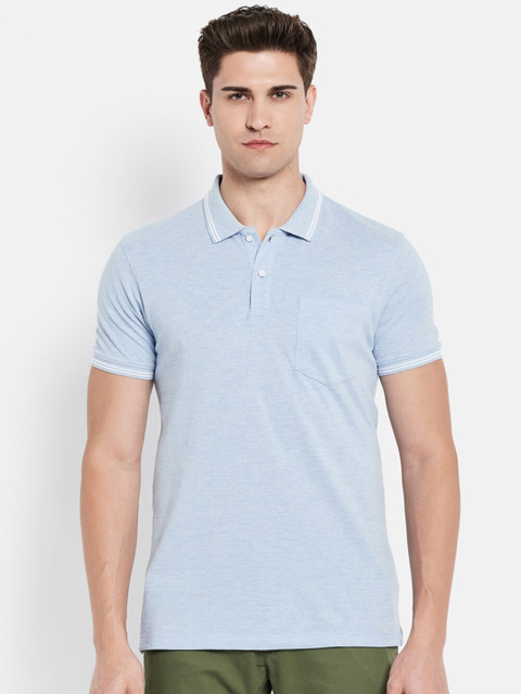 

Octave Men Blue Pure Cotton Polo Collar T-shirt
