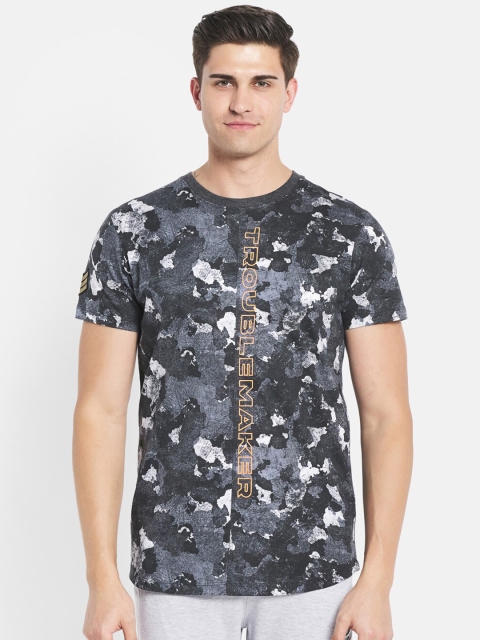 

Octave Men Black Camouflage Printed Cotton T-shirt