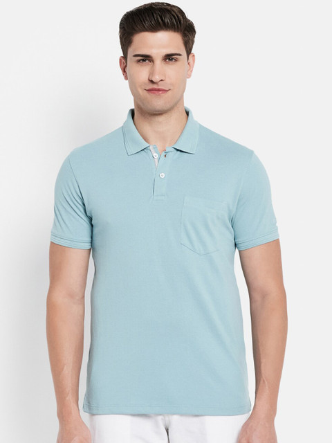 

Octave Men Blue Polo Collar Cotton T-shirt