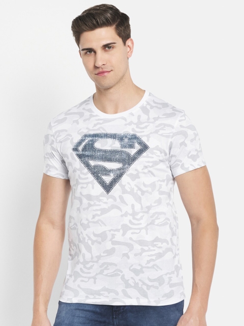 

Octave Men White Superman Printed Cotton T-shirt