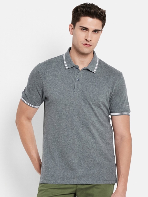 

Octave Men Grey Pure Cotton Polo Collar T-shirt