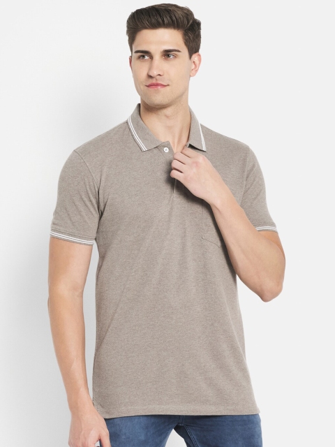 

Octave Men Brown Polo Collar Cotton T-shirt
