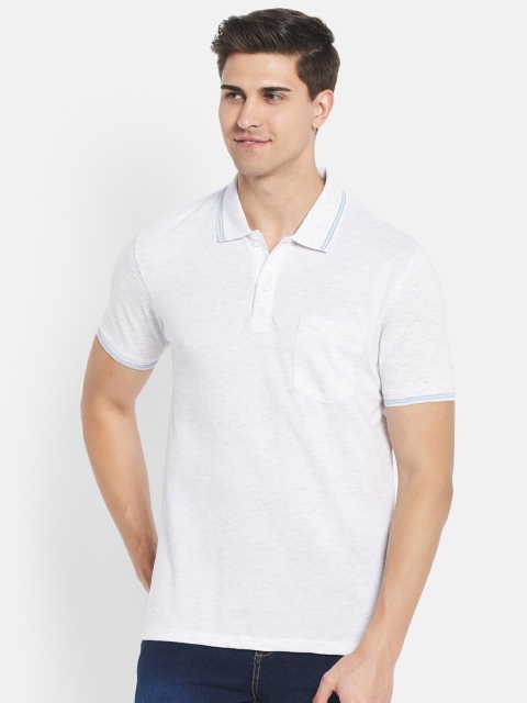

Octave Men White Polo Collar Cotton T-shirt