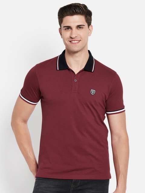 

Octave Men Maroon Polo Collar Cotton T-shirt