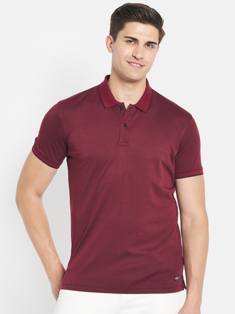 

Octave Men Burgundy Polo Collar Cotton T-shirt