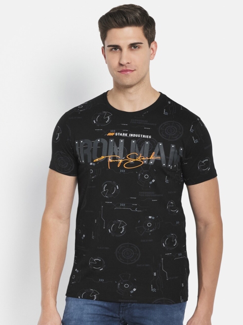 

Octave Men Black Typography Iron Man Printed Raw Edge T-shirt
