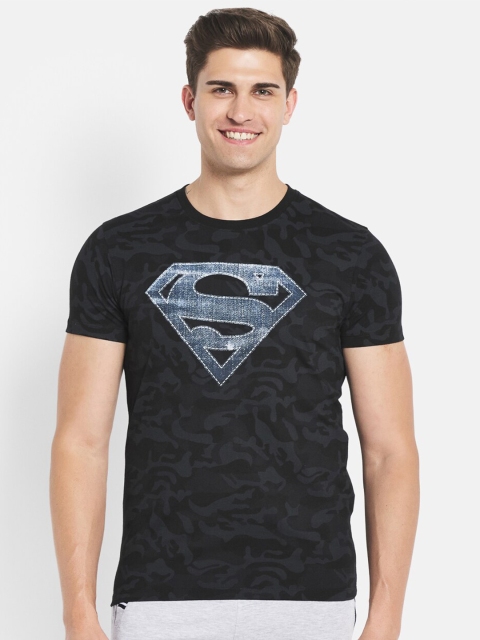 

Octave Men Black Superman Printed Cotton T-shirt