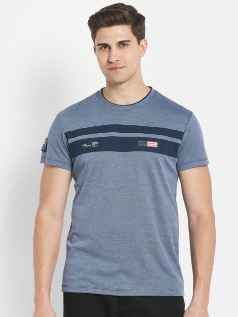 

Octave Men Navy Blue Typography Printed Applique T-shirt