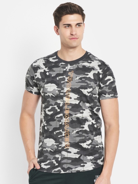 

Octave Men Charcoal Camouflage Printed Cotton T-shirt