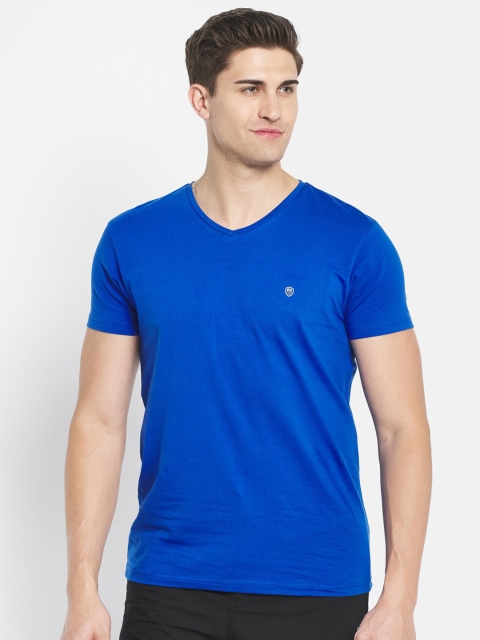 

Octave Men Blue V-Neck Cotton T-shirt