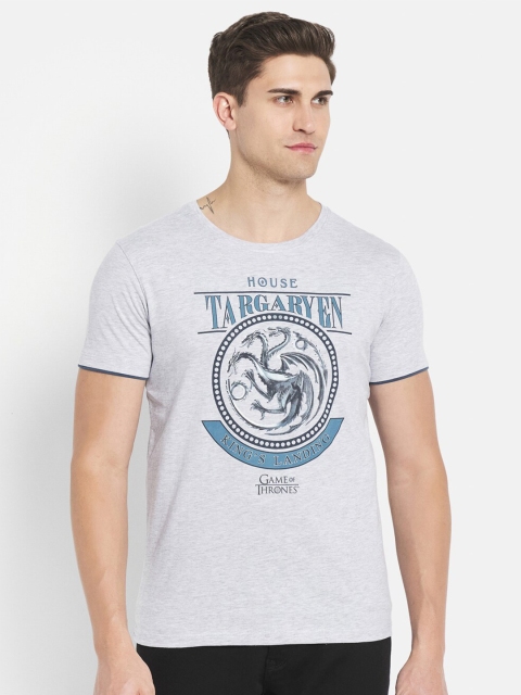 

Octave Men Grey Printed Cotton T-shirt