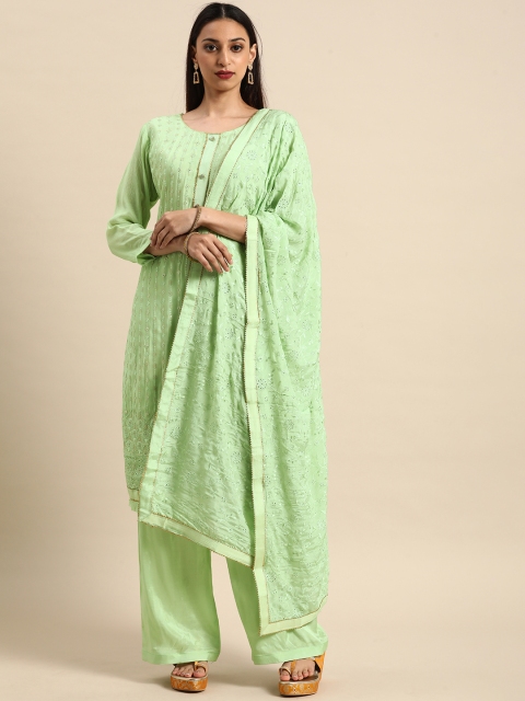

Shaily Green Embroidered Silk Chiffon Unstitched Dress Material