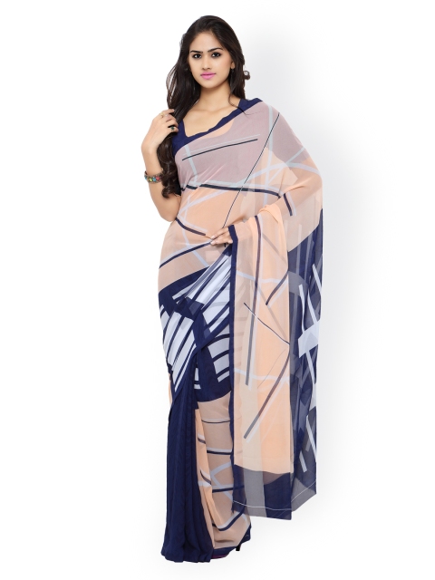 

Ligalz Beige & Navy Georgette Printed Saree