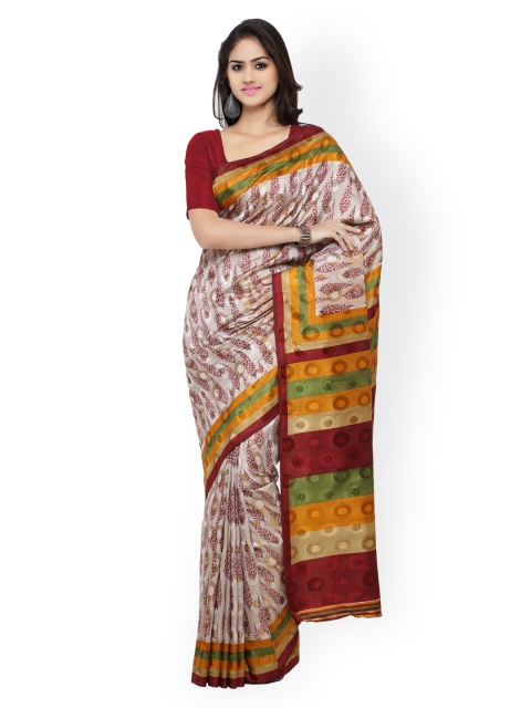 

Ligalz Beige & Maroon Bhagalpuri Art Silk Printed Saree