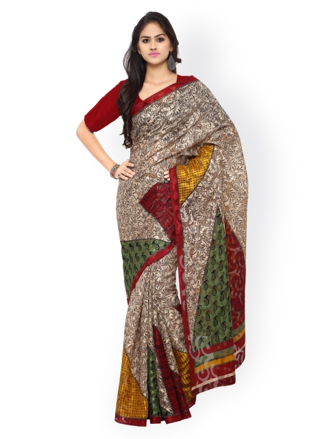 

Ligalz Beige Bhagalpuri Art Silk Printed Saree
