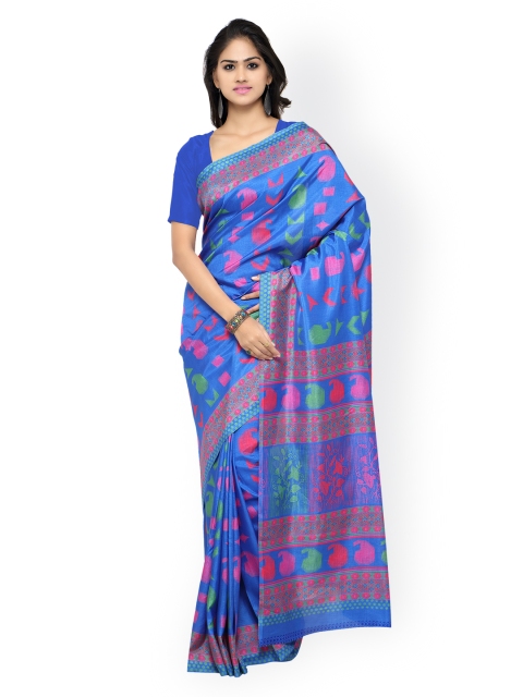 

Ligalz Blue Bhagalpuri Art Silk Printed Saree
