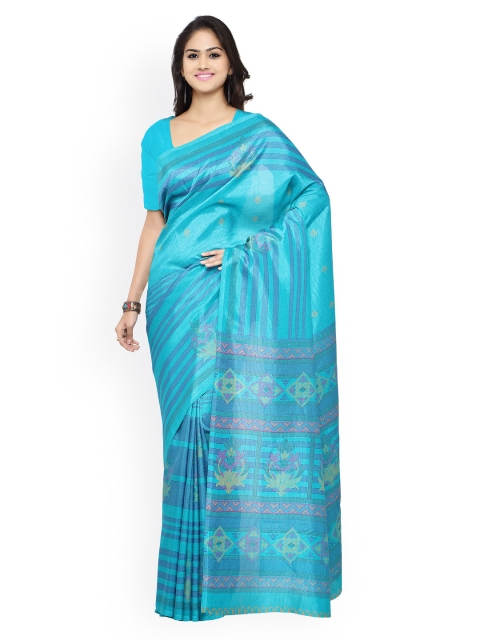 

Ligalz Turquoise Blue Bhagalpuri Art Silk Printed Saree