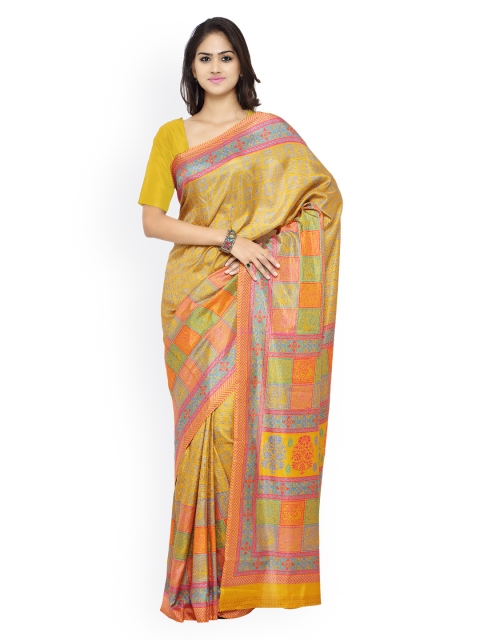 

Ligalz Yellow Bhagalpuri Art Silk Printed Saree