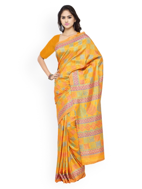 

Ligalz Orange Bhagalpuri Art Silk Printed Saree
