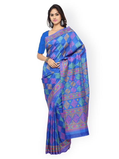 

Ligalz Blue Bhagalpuri Art Silk Printed Saree