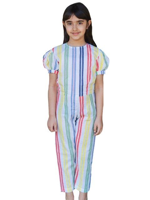 

Little Musketeer Girls White & Red Striped Basic Jumpsuit