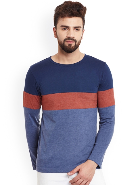 

Rigo Men Blue & Brown Colourblocked Round Neck T-shirt