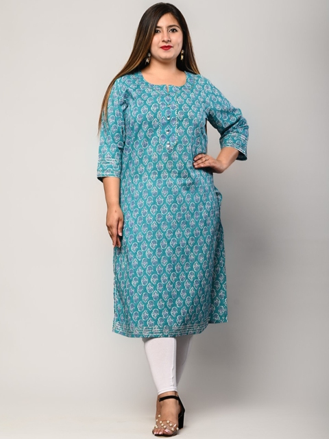 

Swasti Women Blue Ethnic Motifs Printed Floral Kurta
