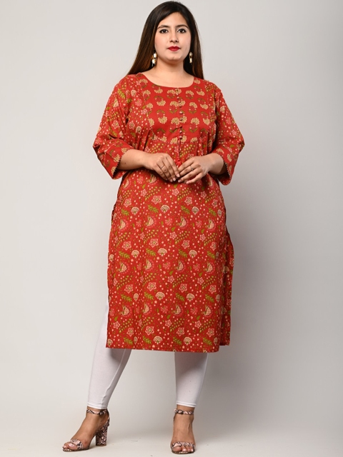 

Swasti Women Maroon Ethnic Motifs Printed Floral Pathani Kurta
