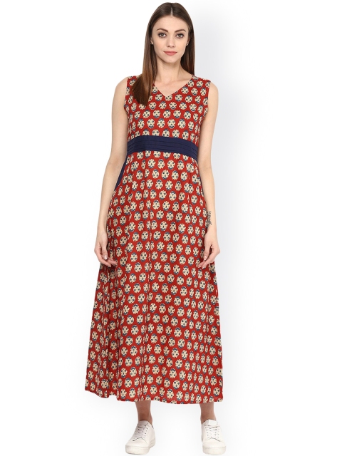 

Jaipur Kurti Women Red Printed Maxi Dress