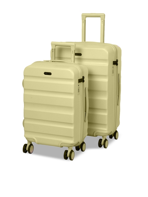 

ROMEING Venice Set Of 2 Yellow Textured Hard Sided Polycarbonate Trolley Suitcase