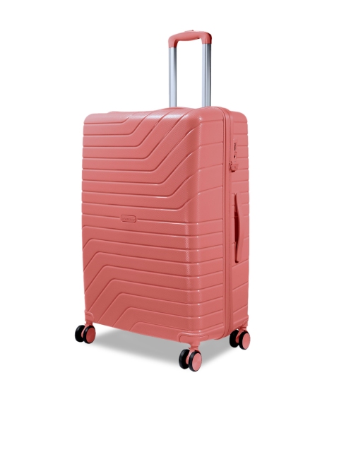 

ROMEING Tuscany Coral Red-Colored Textured Hard Sided Large Polypropylene Trolley Bag