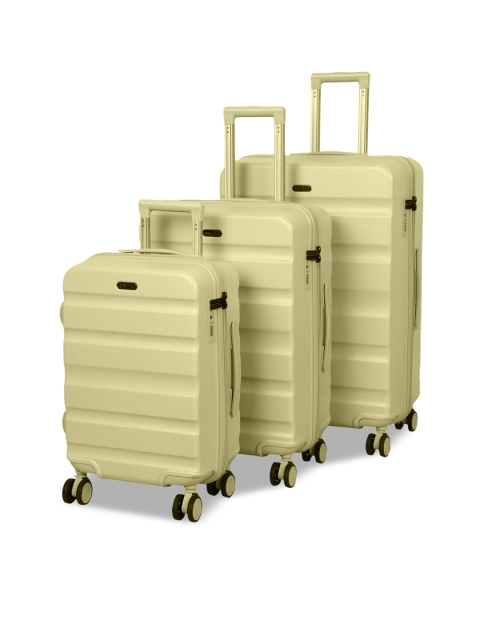 

ROMEING Venice Set of 3 Yellow Textured Hard-Sided Polycarbonate Trolley Suitcases