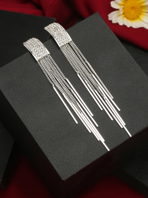 

Celena Cole Silver-Plated Stone Studded Drop Earrings