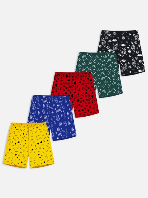 

Trampoline Boys Pack Of 5 Multicoloured Conversational Printed Shorts, Multi
