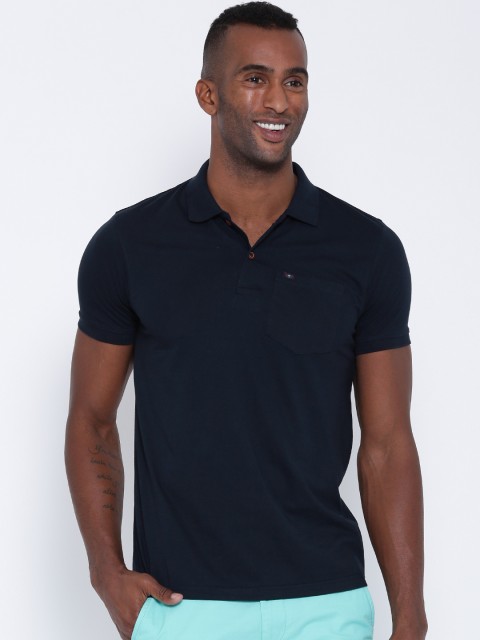 

Fort Collins Men Navy Solid Polo Collar T-shirt, Navy blue