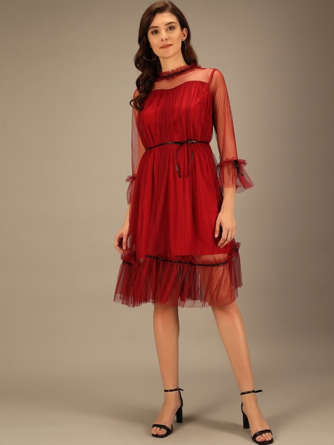 

Darzi Maroon Crepe Dress