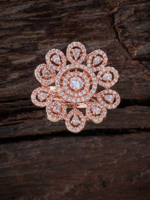 

Kushal's Fashion Jewellery Gold-Plated & White Stone Studded Finger Ring