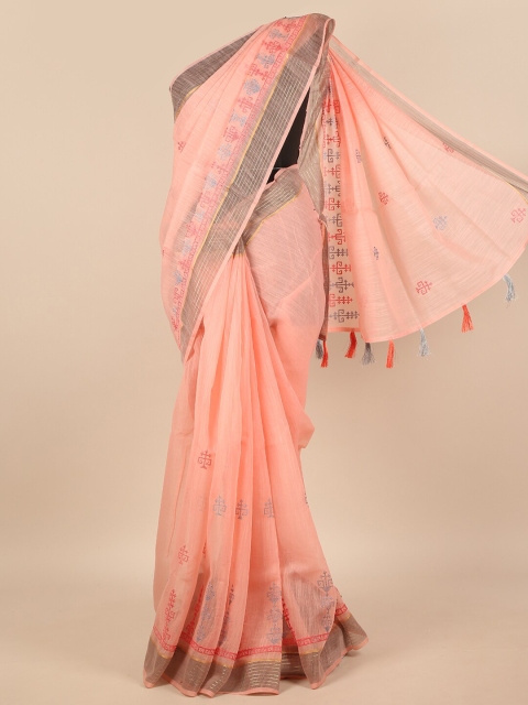 

Pothys Pink Floral Embroidered Zari Saree