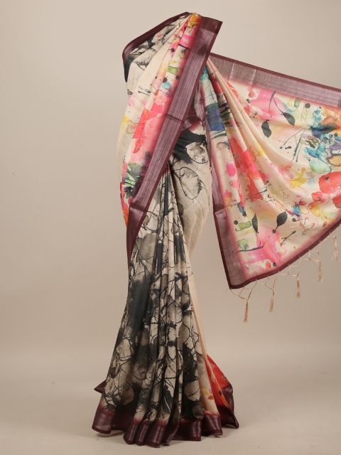 

Pothys Multicoloured Zari Linen Blend Saree, Multi