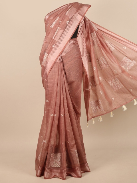 

Pothys Women Mauve Abstract Embroidered Tasseled Saree