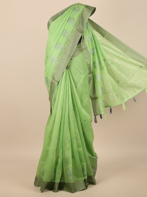 

Pothys Green & Grey Ethnic Motifs Cotton Blend Saree
