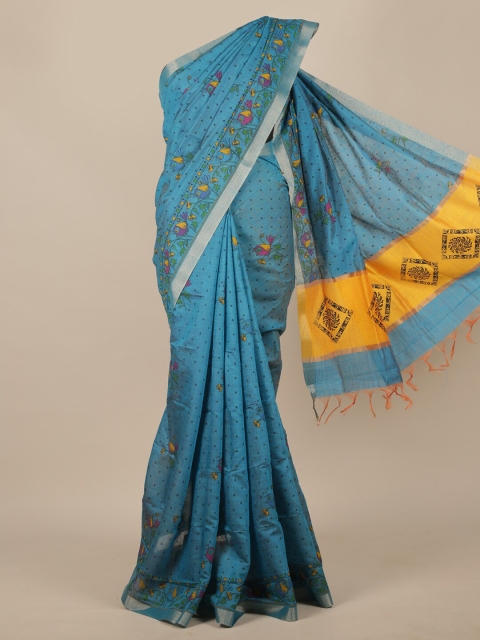 

Pothys Women Blue Floral Printed Saree