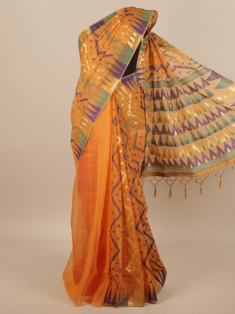 

Pothys Mustard Woven Design Jute Silk Saree