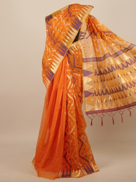 

Pothys Mustard & Purple Jute Silk Saree