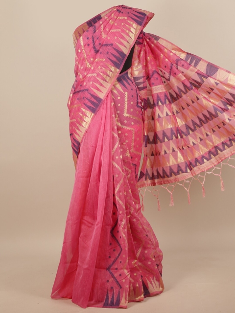 

Pothys Pink & Violet Jute Silk Saree