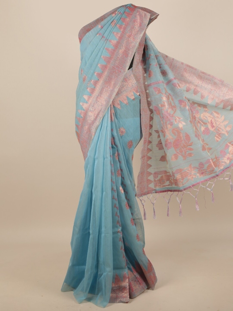 

Pothys Blue Woven Design Jute Silk Saree