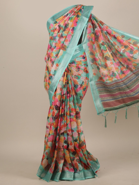 

Pothys Women Multi Abstract Print Tasseled Saree